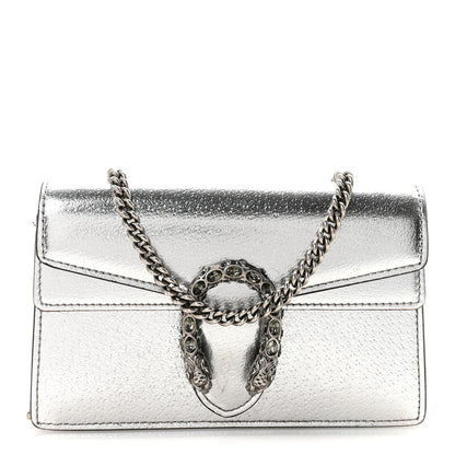 Gucci Metallic Calfskin Super Mini Dionysus Shoulder Bag Silver 1 of 9