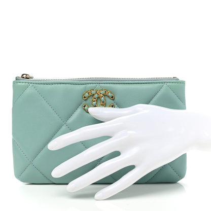 Chanel Goatskin Quilted Small Chanel 19 Pouch Light Blue 2 of 8