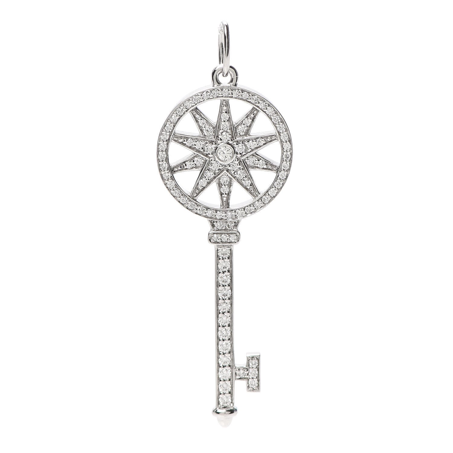 Tiffany Platinum Diamond Star Key Pendant 1 of 4