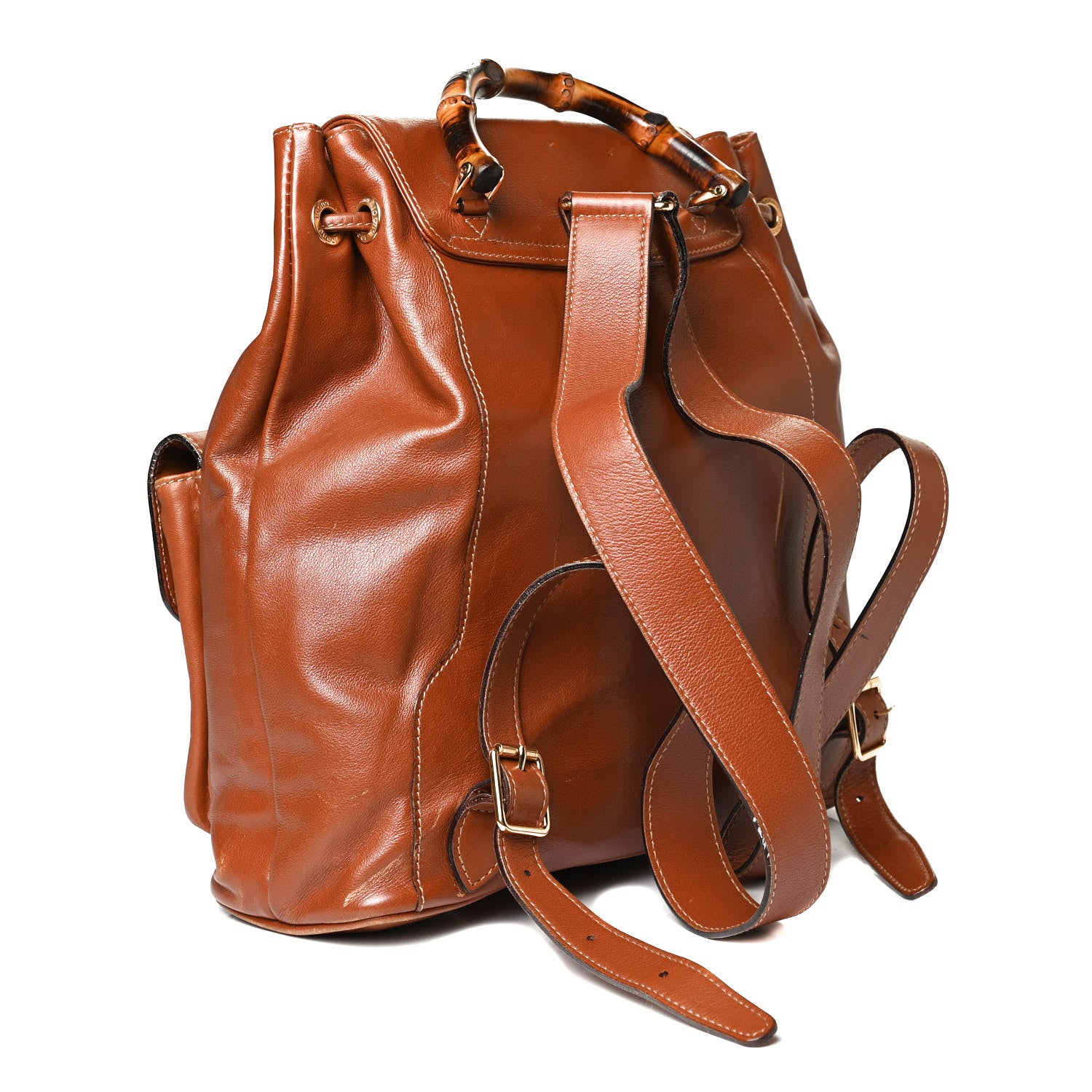 Gucci Calfskin Bamboo Backpack Brown 4 of 31