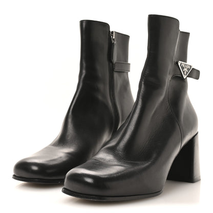 Prada Vitello Triangle Logo Ankle Boots 38 Black 4 of 7
