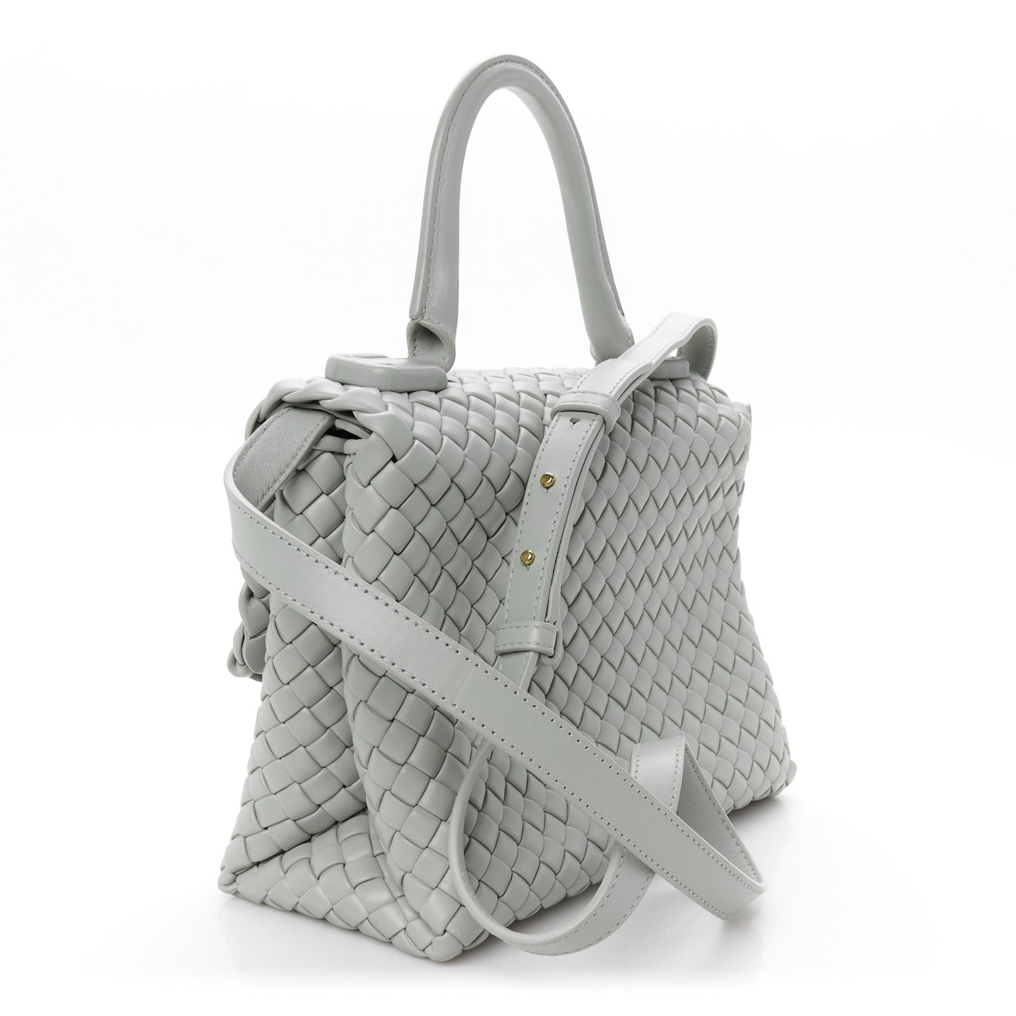Nappa Intrecciato Patti Top Handle Bag Agate Grey