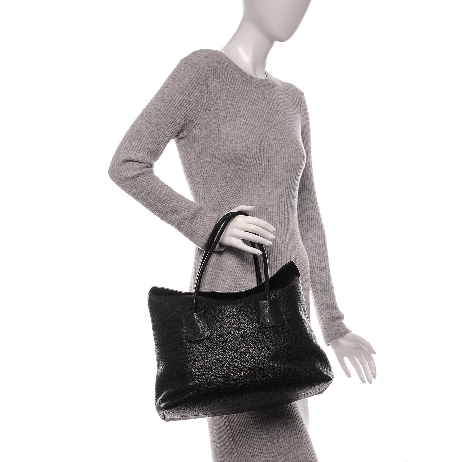 Burberry London Grainy Calfskin Medium Baynard Tote Black 2 of 8