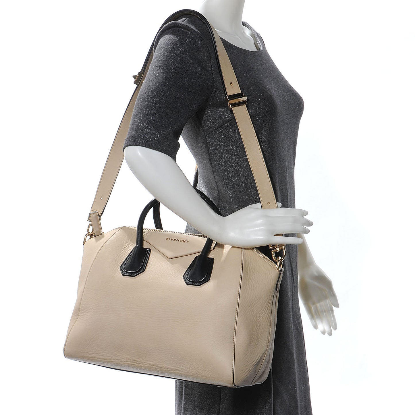 Calfskin Medium Bi-Color Antigona Cream Black