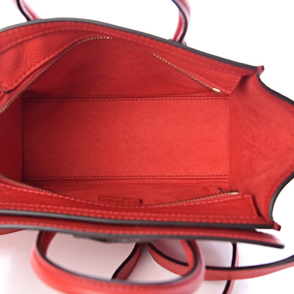 Celine Drummed Calfskin Nano Luggage Coquelicot 6 of 11