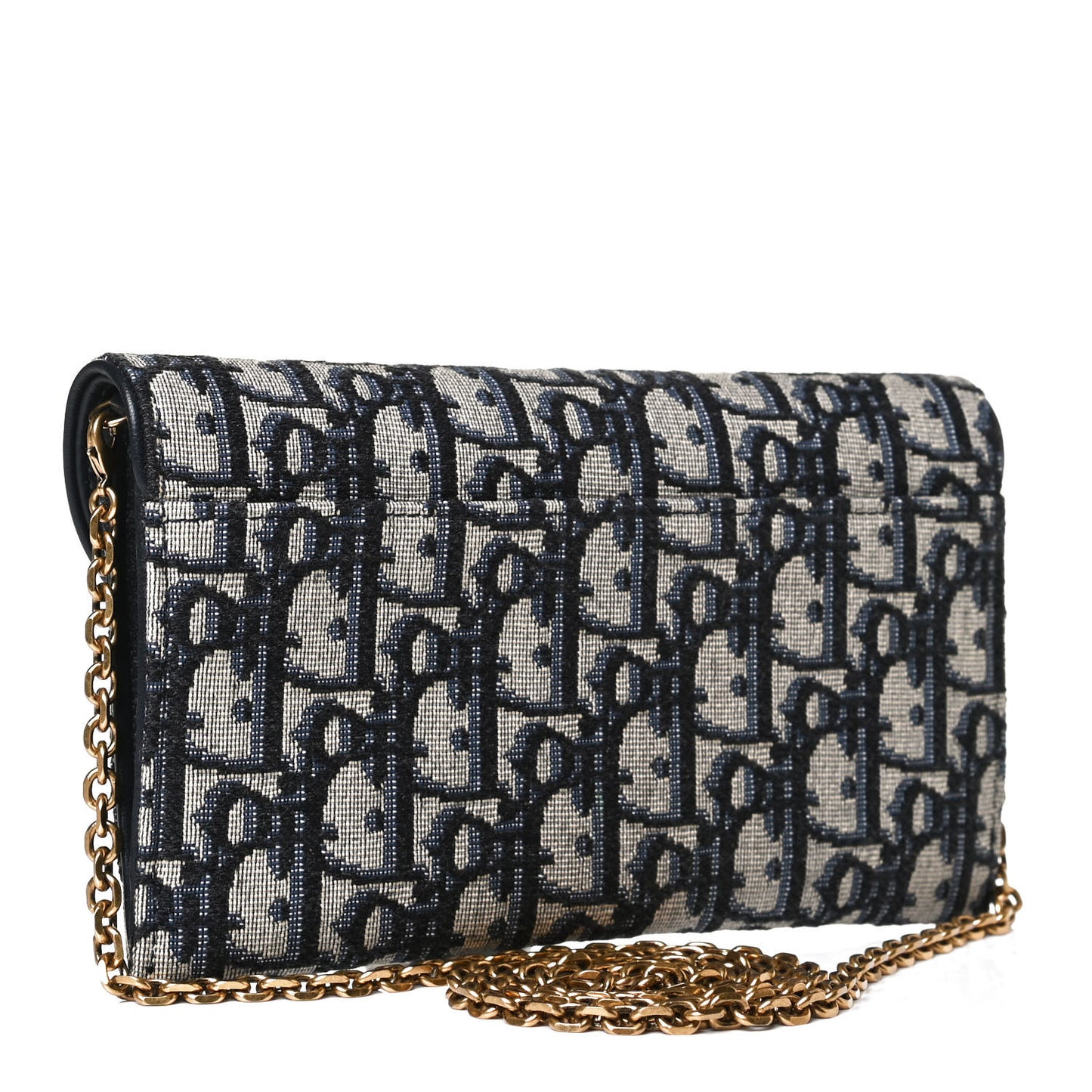 Oblique Saddle Chain Long Wallet Blue