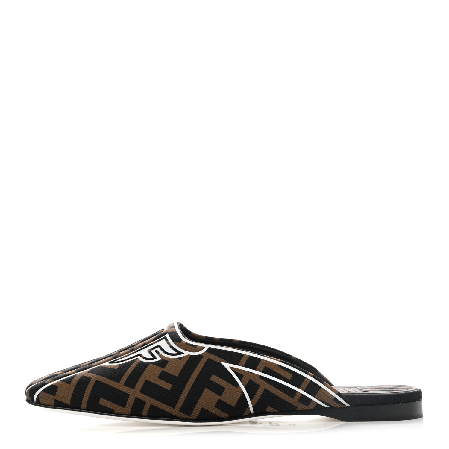 Fendi Lycra Film FF FFreedom Flat Mules 36 Tobacco Moro White 1 of 7