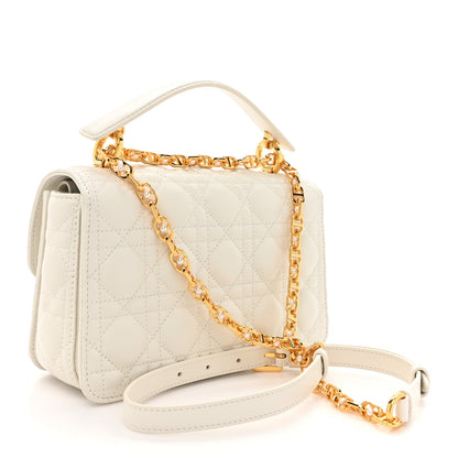 Christian Dior Lambskin Cannage Small Jolie Top Handle Bag Latte 3 of 11