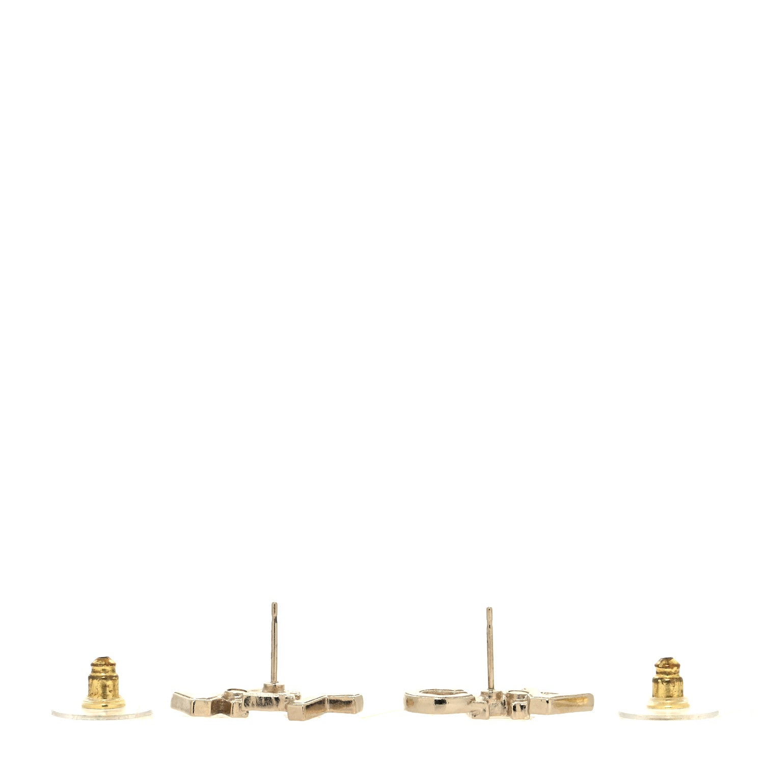Chanel Crystal Pearl Signature Stud Earrings Gold 3 of 4