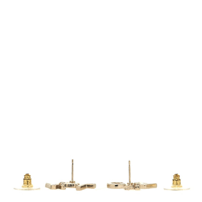 Chanel Crystal Pearl Signature Stud Earrings Gold 3 of 4