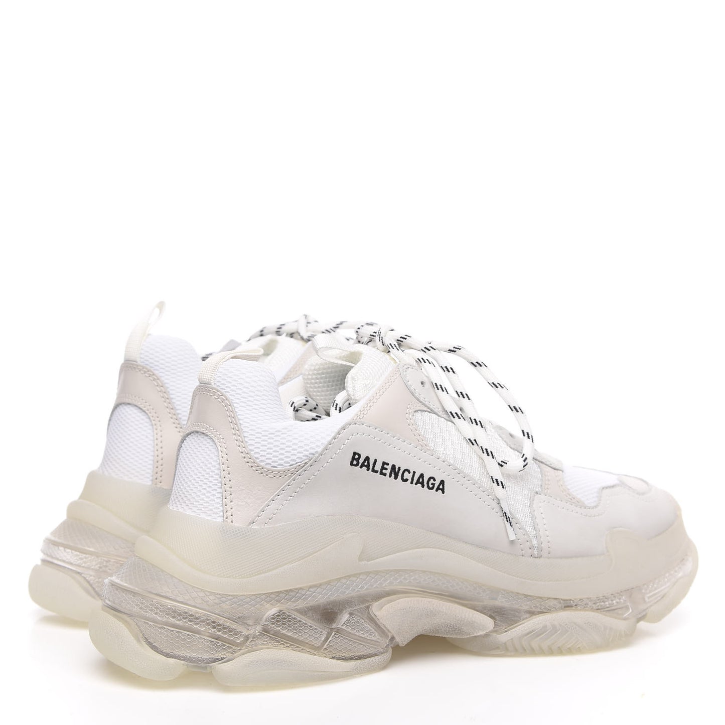 Fabric Mesh Clear Sole Mens Triple S Sneakers 43 White