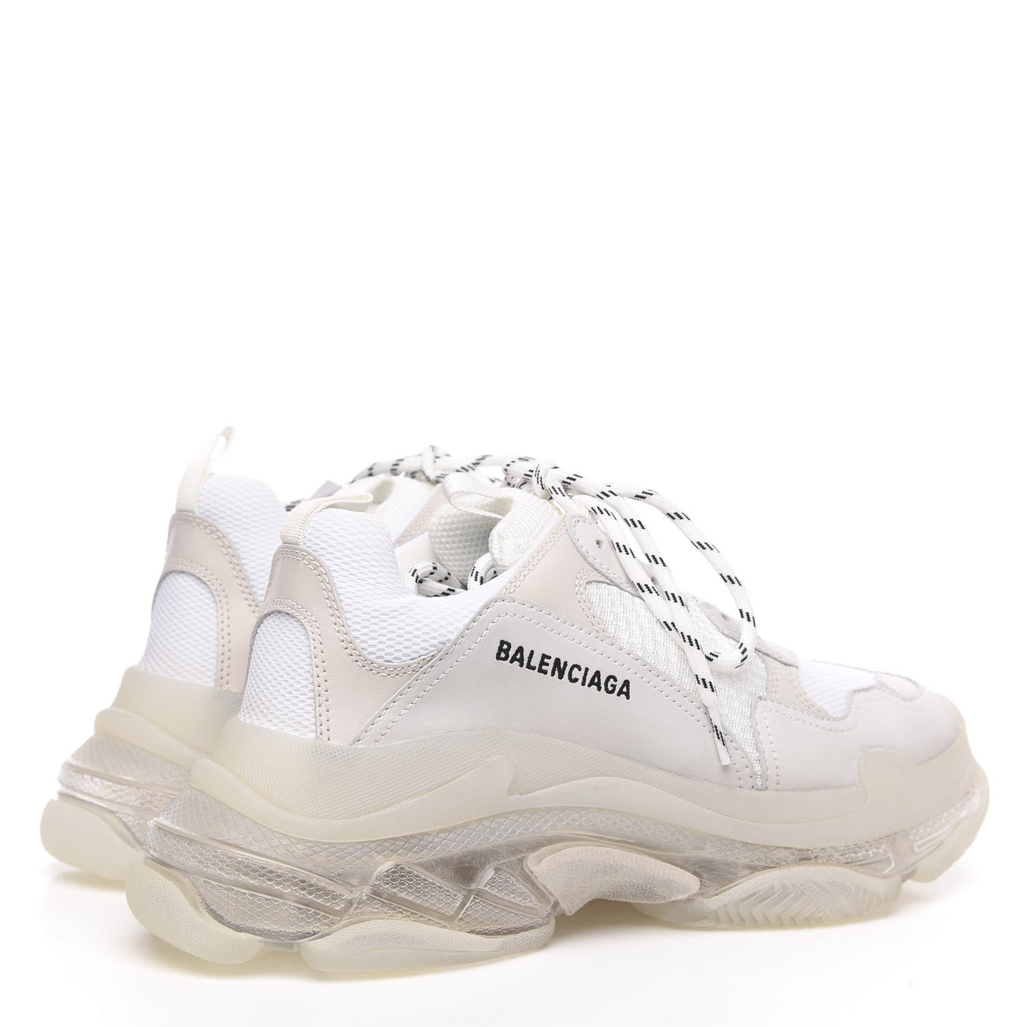 Balenciaga Fabric Mesh Clear Sole Mens Triple S Sneakers 43 White 4 of 6