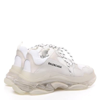 Balenciaga Fabric Mesh Clear Sole Mens Triple S Sneakers 43 White 4 of 6