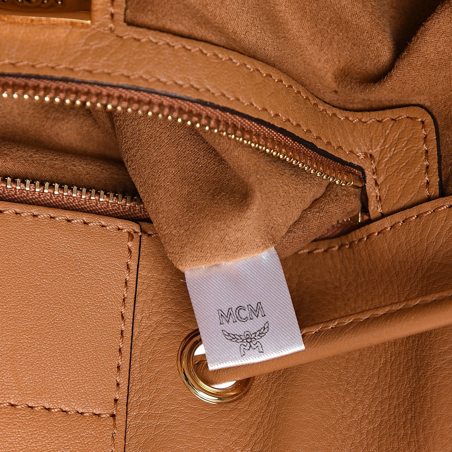 Visetos Studded Small Drawstring Shopper Cognac