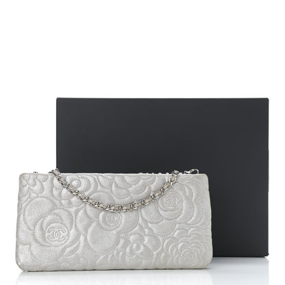 Chanel Metallic Lambskin Camellia Chain Pouch Silver 14 of 14