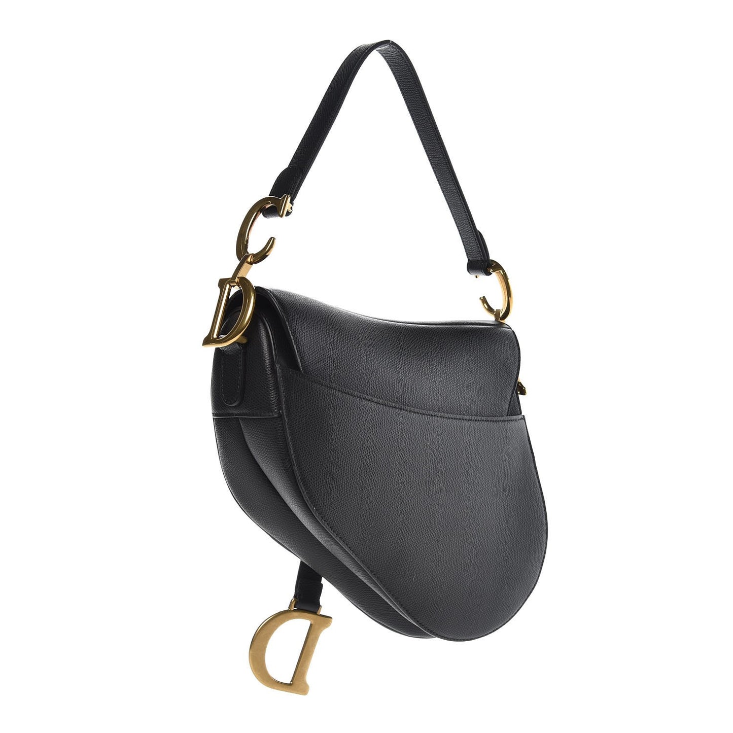 Grained Calfskin Saddle Bag Black