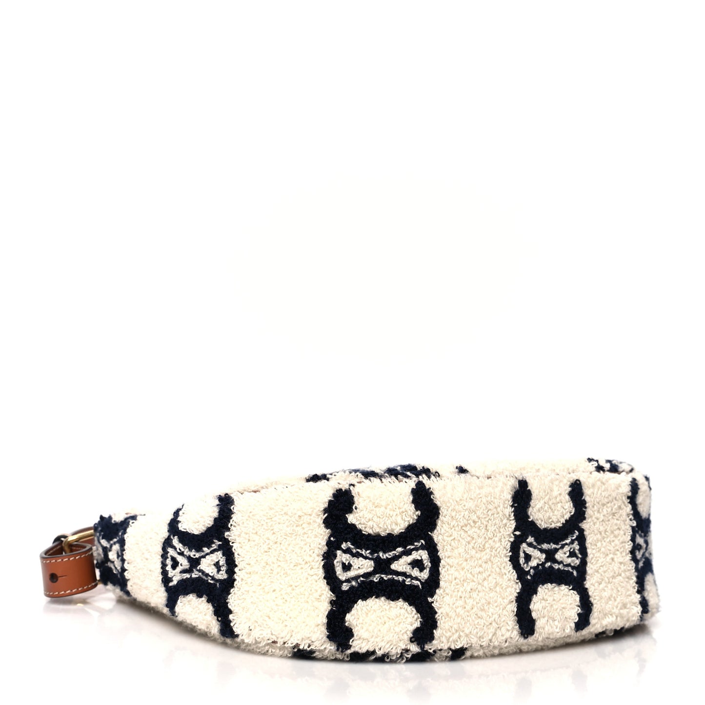 Bouclette Embroidered Ava Triomphe Shoulder Bag Navy Tan