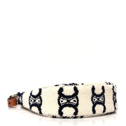 Celine Bouclette Embroidered Ava Triomphe Shoulder Bag Navy Tan 4 of 10