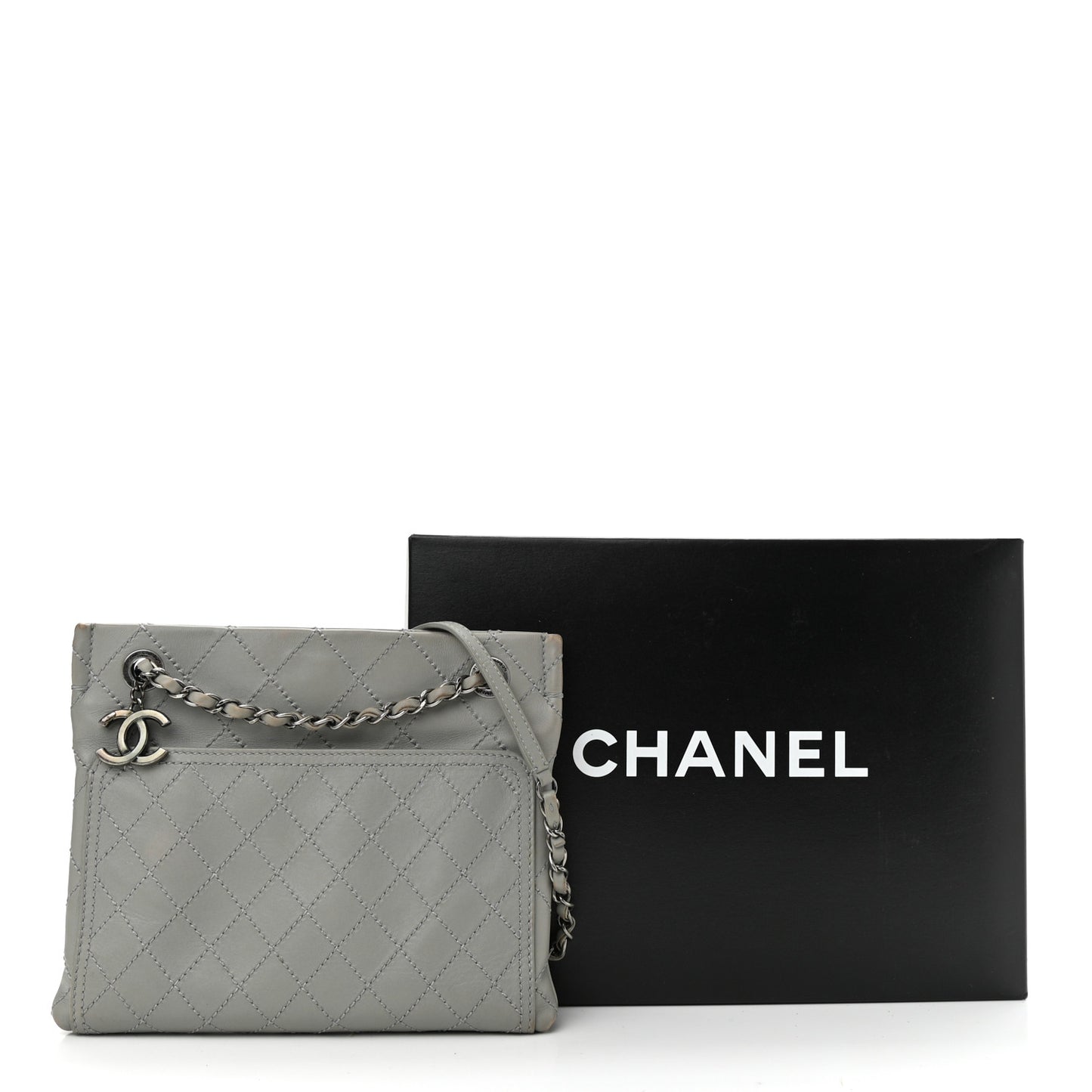 Calfskin Wild Stitch Small Shopping Tote Grey