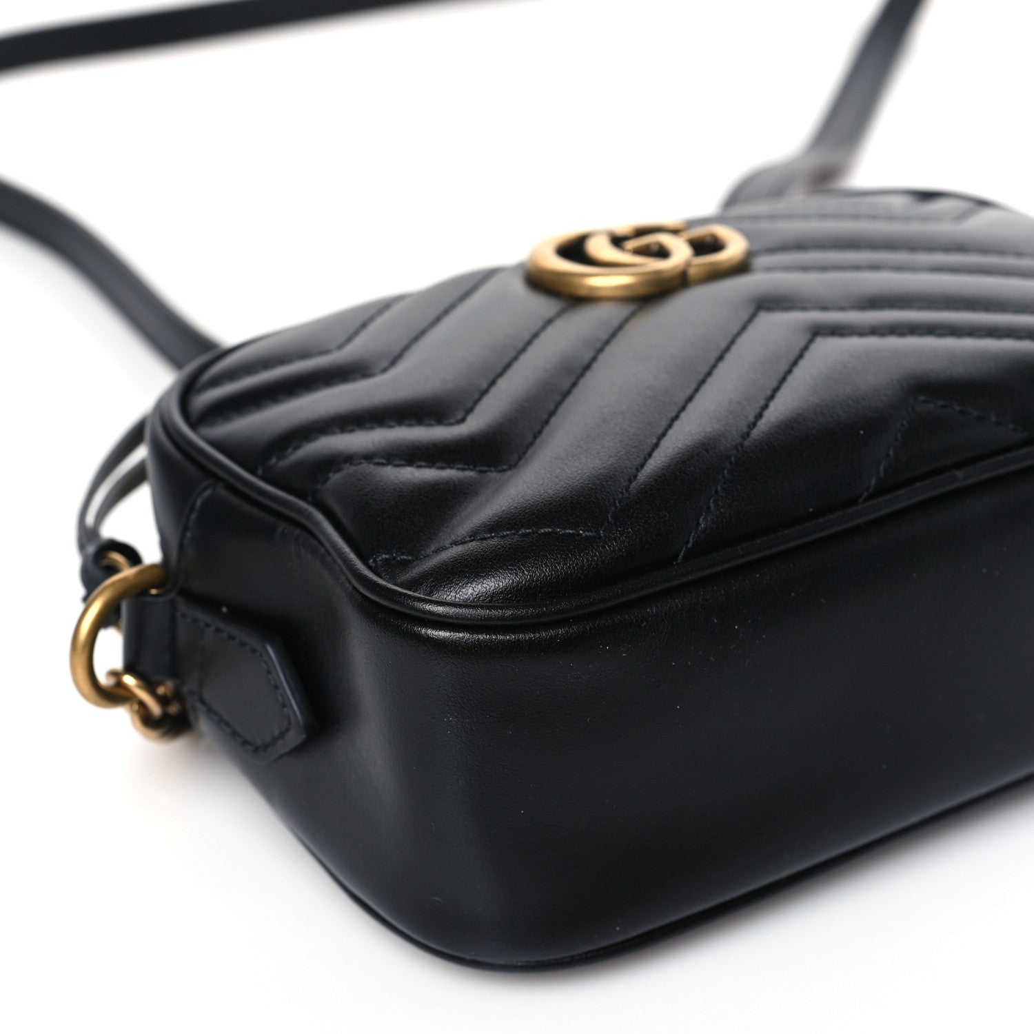 Gucci Calfskin Matelasse Mini GG Marmont Chain Shoulder Bag Black 8 of 9