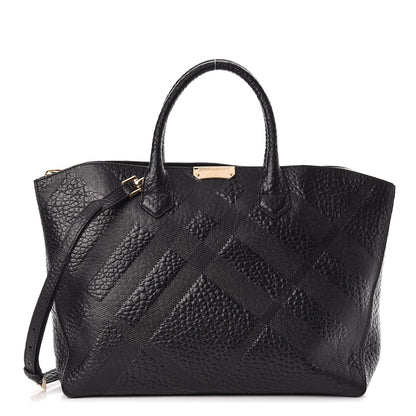 Burberry Heritage Grain Check Embossed Medium Dewsbury Tote Black 1 of 11