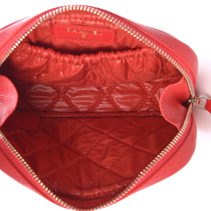 Chanel Caviar Quilted Small Curvy Pouch Cosmetic Case Dark Red 5 of 8