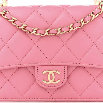 Chanel Lambskin Quilted Flap Phone Holder With Chain Pink 9 of 11