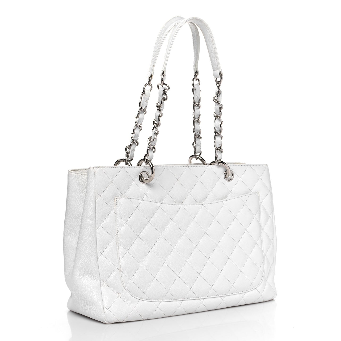 Caviar Quilted Grand Shopping Tote GST White
