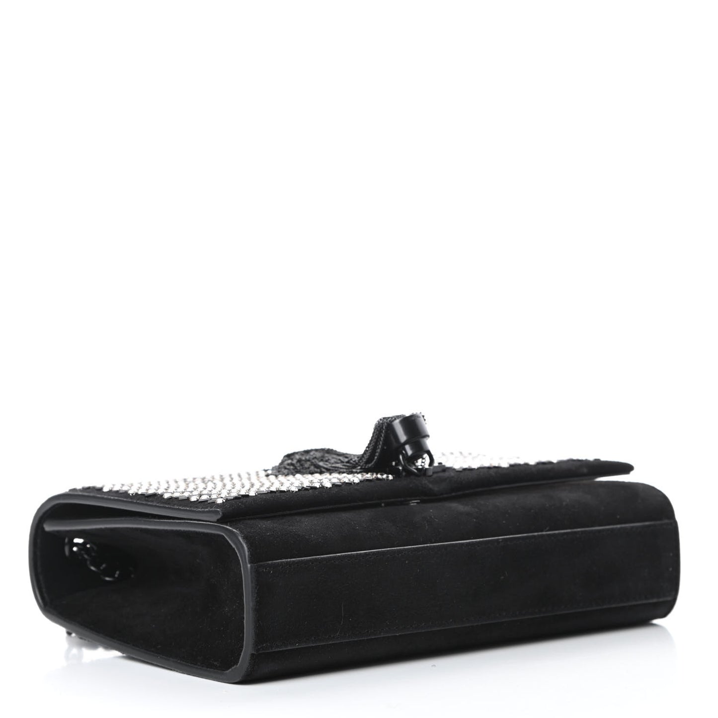 Suede Crystal Small Classic Monogram Kate Satchel Black