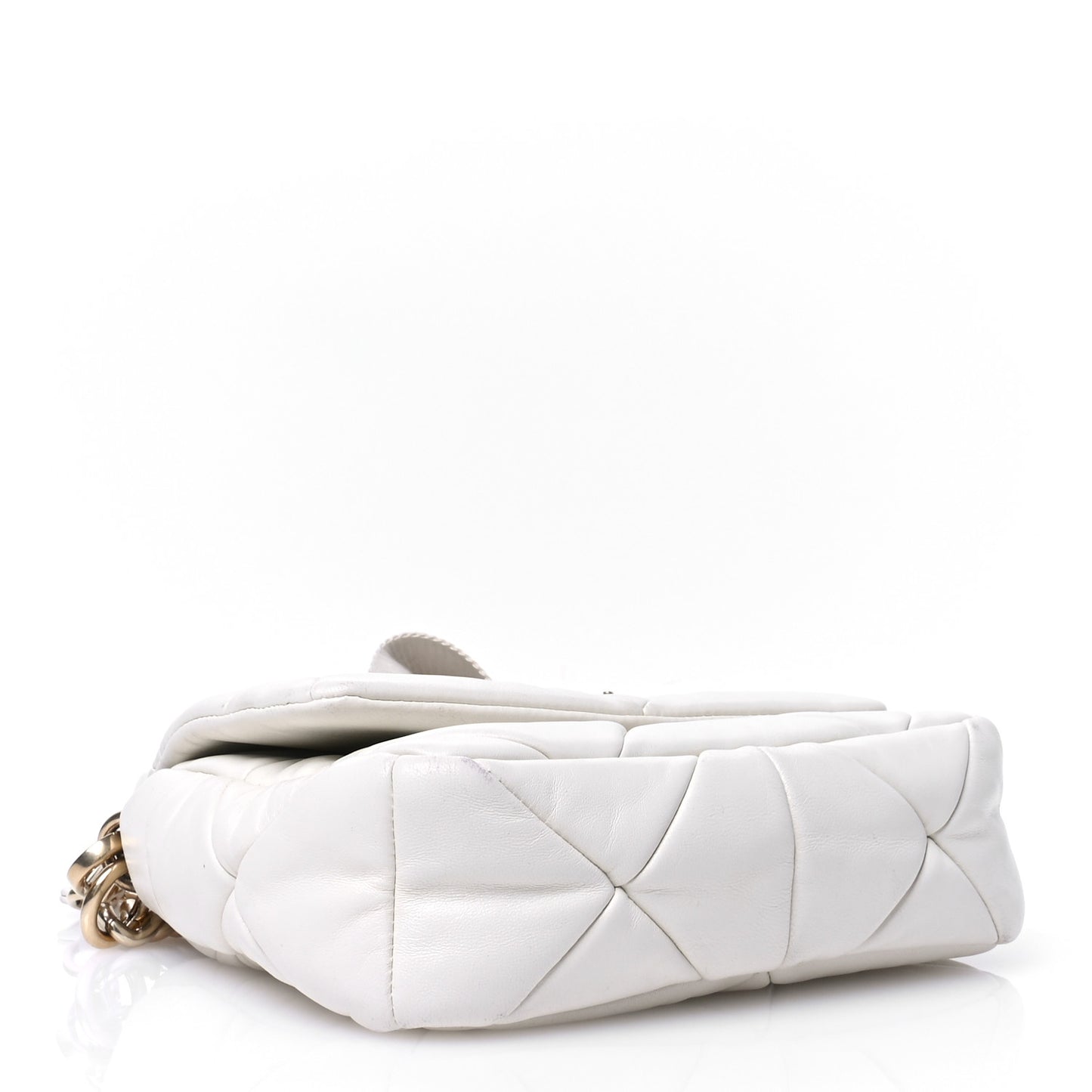 Nappa Re-Nylon Triangle Quilted Patchwork System Flap Shoulder Bag White
