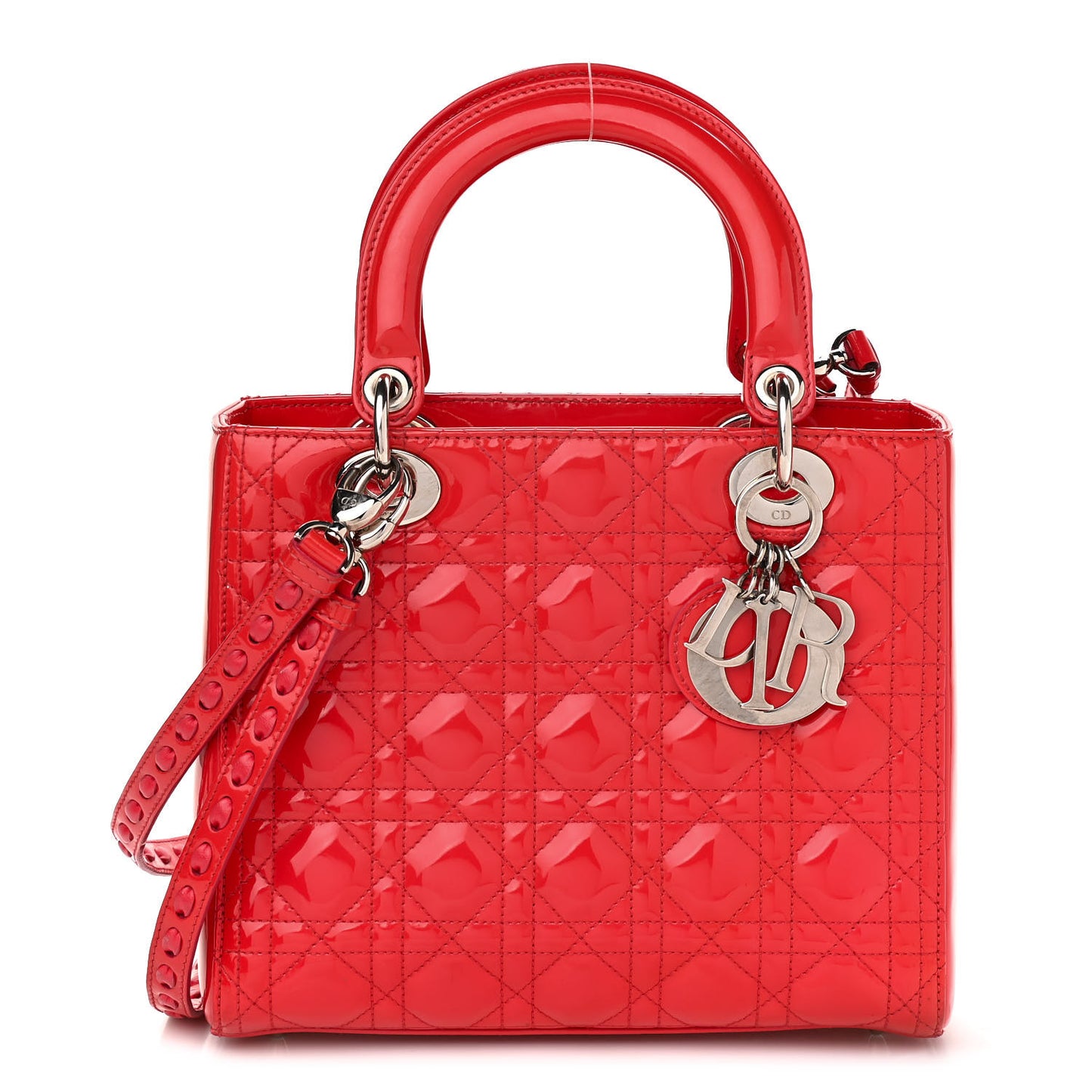 Patent Cannage Medium Lady Dior Red