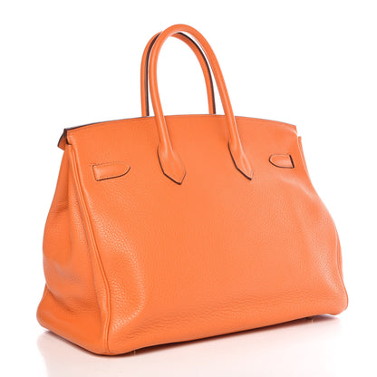Hermes Taurillon Clemence Birkin 35 Orange 4 of 41
