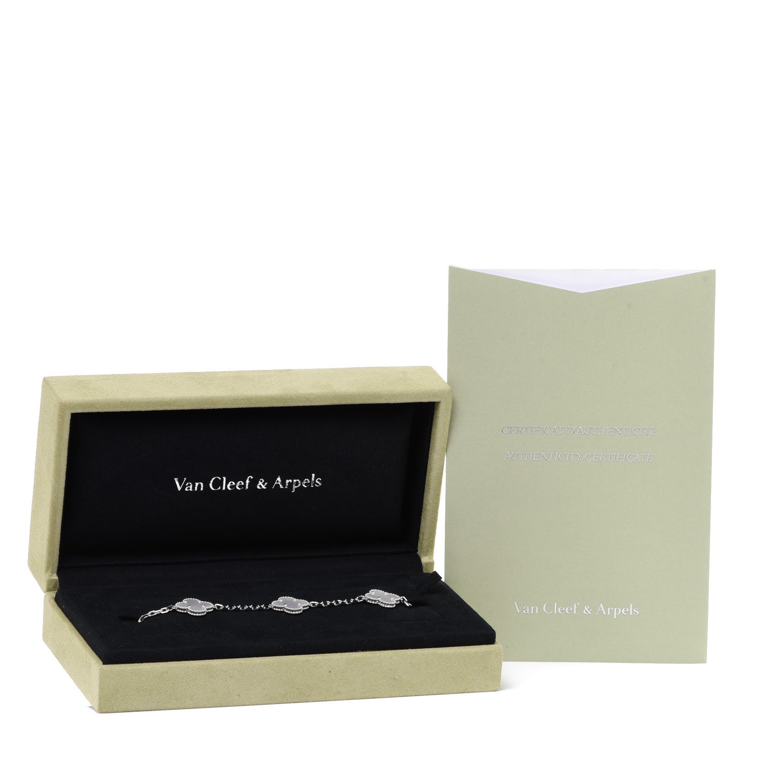 Van Cleef & Arpels 18K White Gold Mother of Pearl 5 Motifs Vintage Alhambra Bracelet 7 of 7