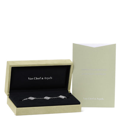 Van Cleef & Arpels 18K White Gold Mother of Pearl 5 Motifs Vintage Alhambra Bracelet 7 of 7