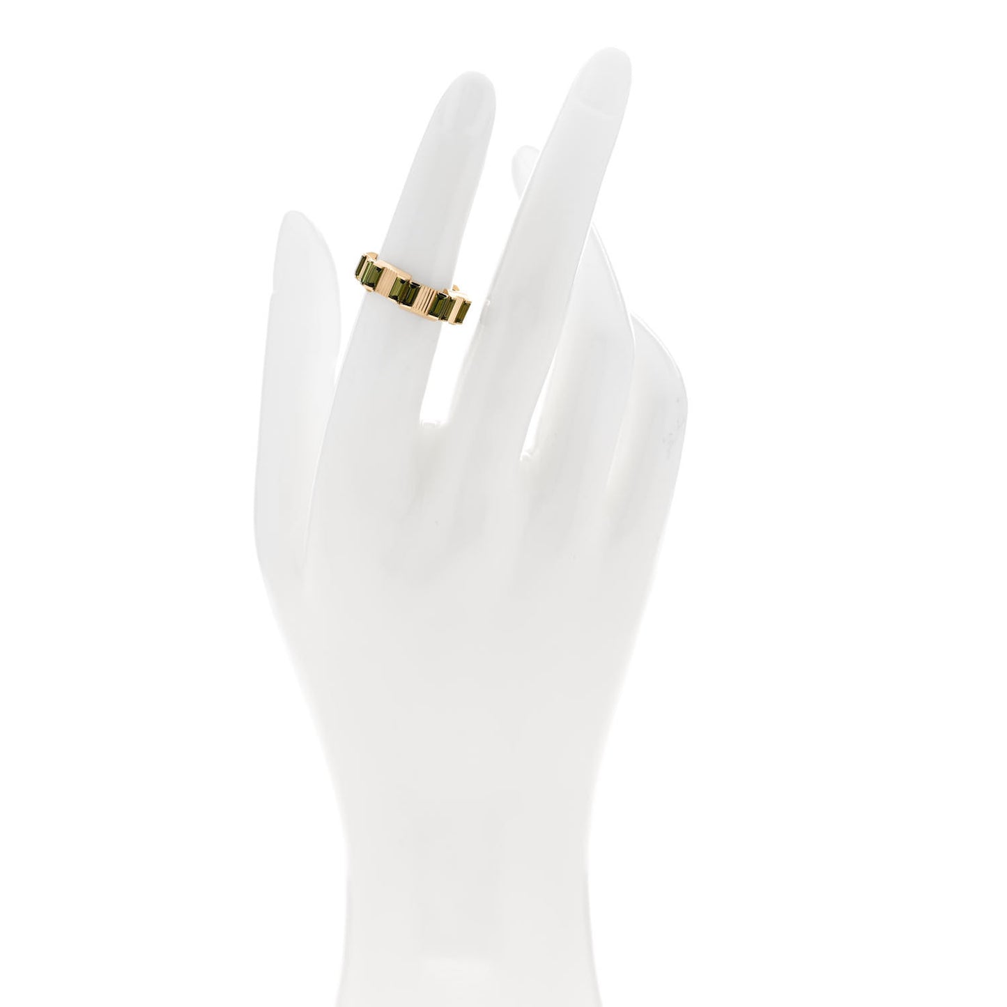18K Yellow Gold Green Tourmaline 7mm Link to Love Ring 50 5.5