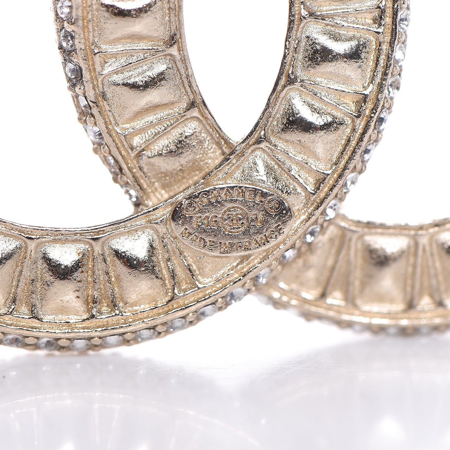 Baguette Crystal CC Brooch Gold