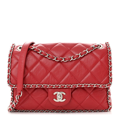 Chanel Crumpled Calfskin Medium Chain All Over Flap Red 1 of 10