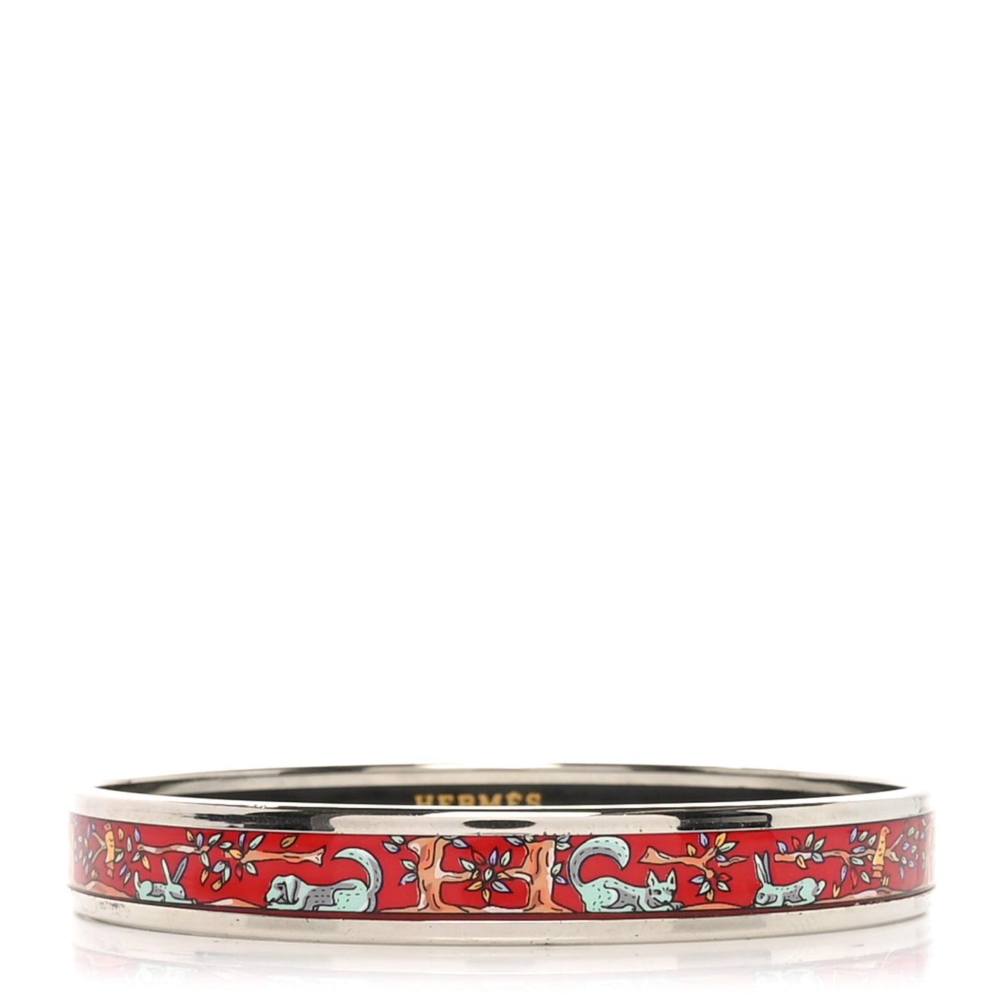 Enamel Printed Narrow Forest Animals Bracelet 70  Red