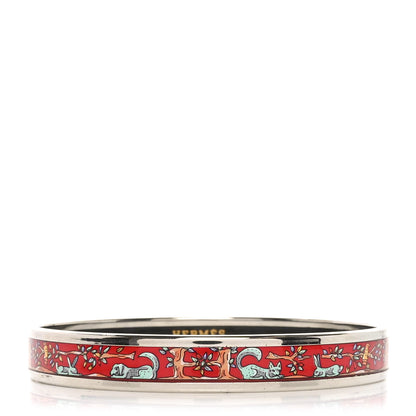 Hermes Enamel Printed Narrow Forest Animals Bracelet 70  Red 1 of 5