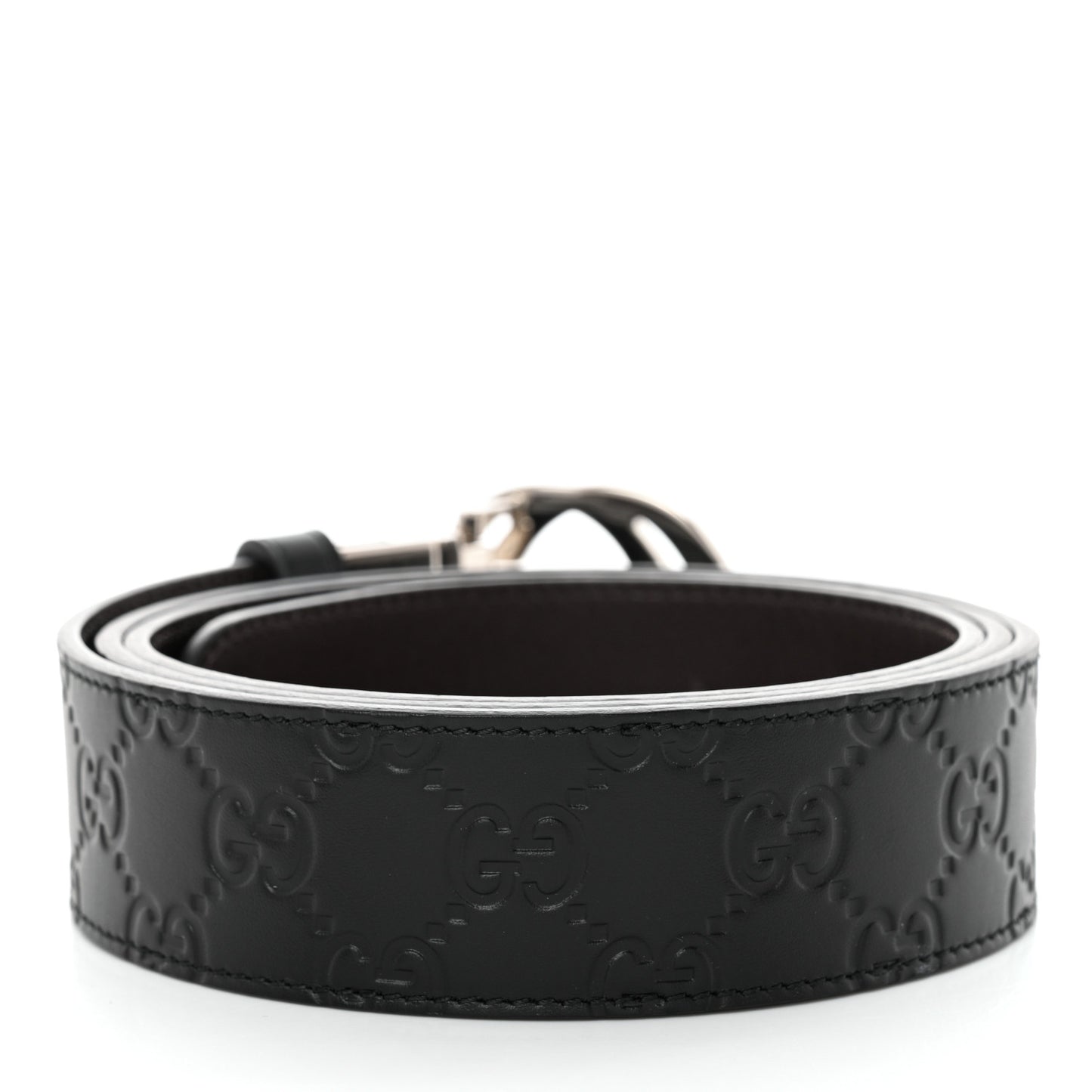 Guccissima Signature Interlocking G Reversible 37mm Belt 105 42 Black Cocoa