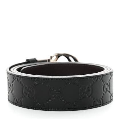 Gucci Guccissima Signature Interlocking G Reversible 37mm Belt 105 42 Black Cocoa 2 of 6