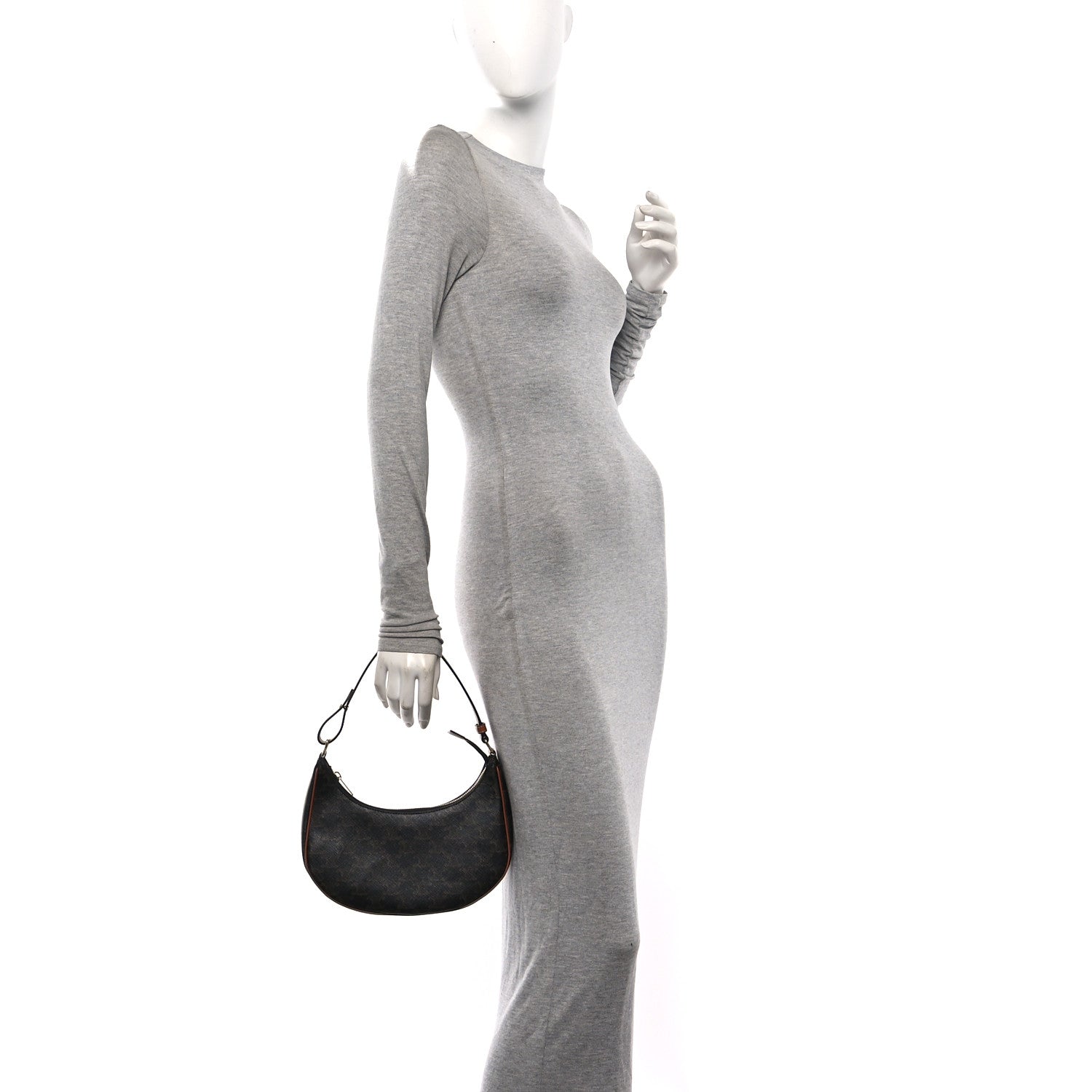 Celine Triomphe Canvas Calfskin Ava Shoulder Bag Tan 2 of 11