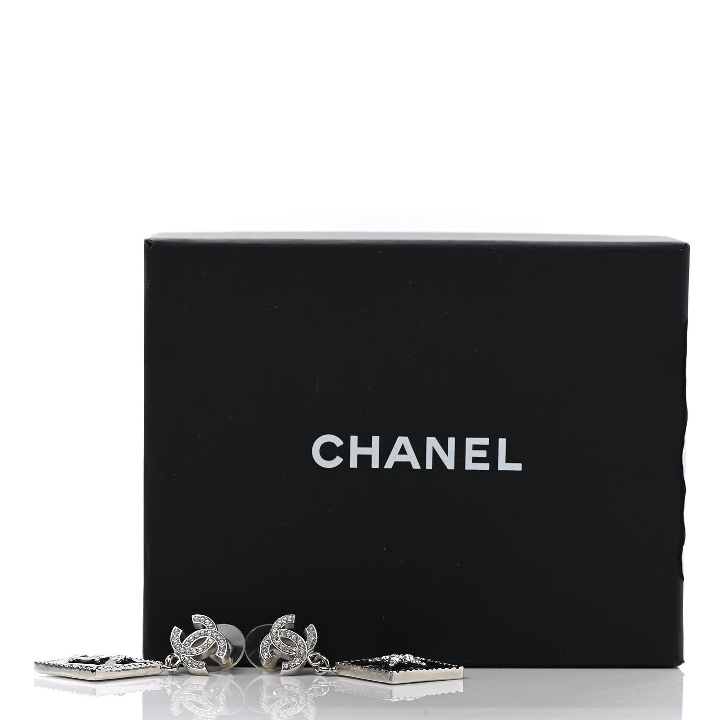 Crystal CC No 5 Star Drop Earrings Silver