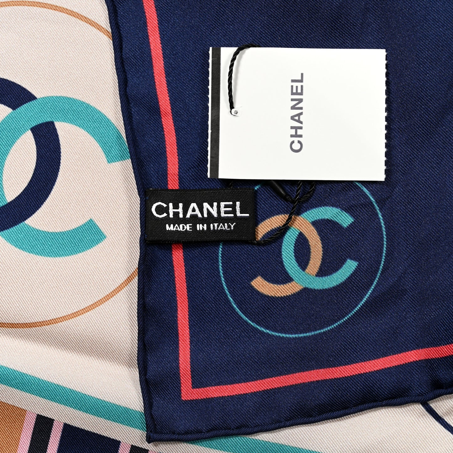 Silk CC Square Scarf Navy Multicolor