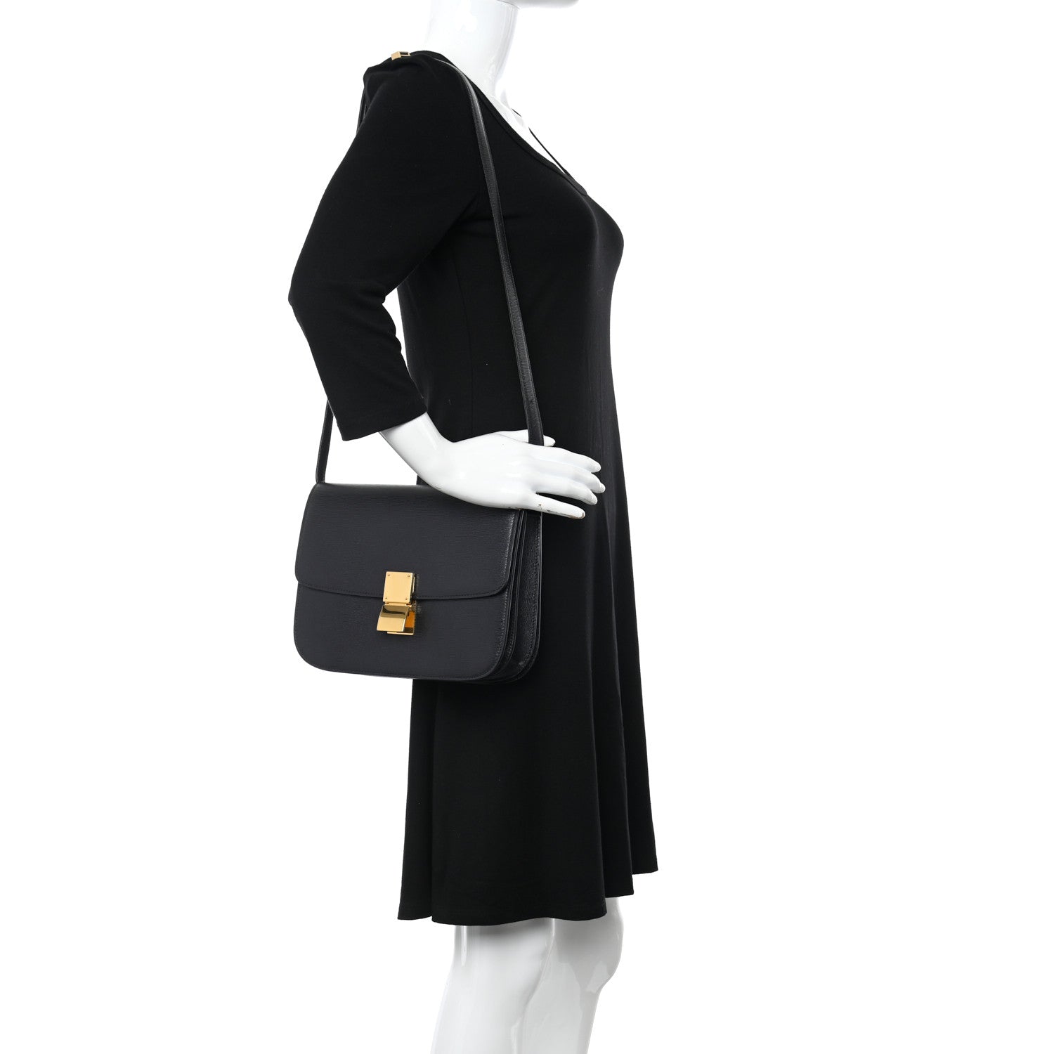 Celine Liege Calfskin Medium Classic Box Flap Bag Black 2 of 11