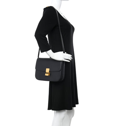 Celine Liege Calfskin Medium Classic Box Flap Bag Black 2 of 11