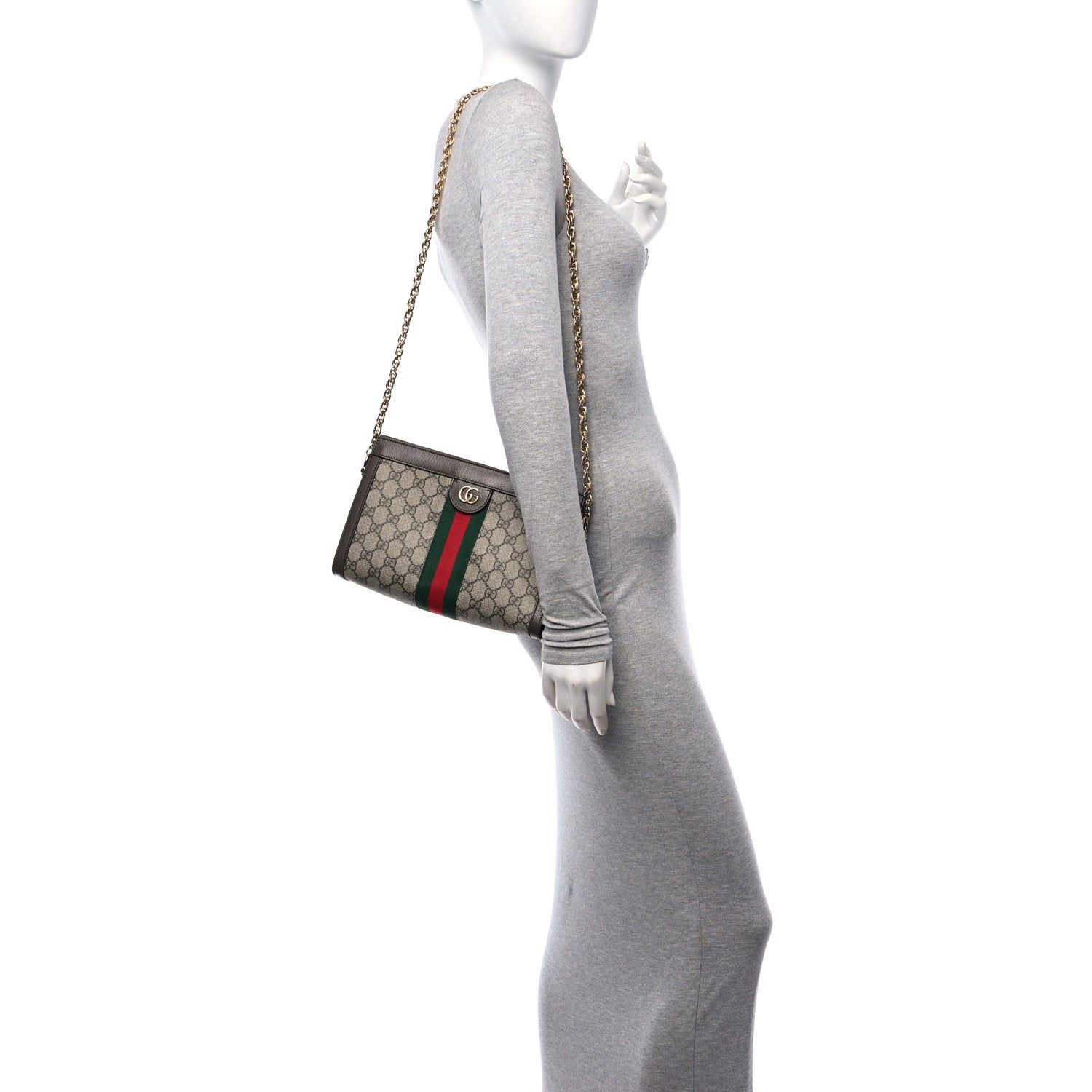 Gucci GG Supreme Monogram Web Small Ophidia Chain Shoulder Bag Brown 2 of 12