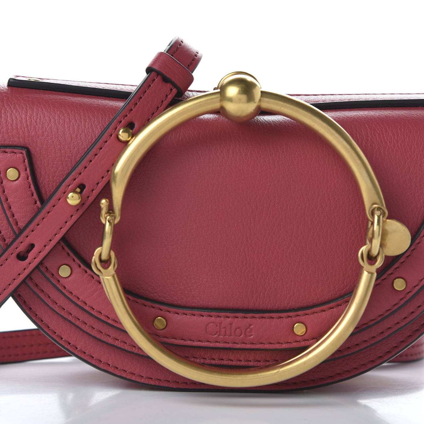 Calfskin Small Nile Bracelet Minaudiere Bag Scarlet Pink