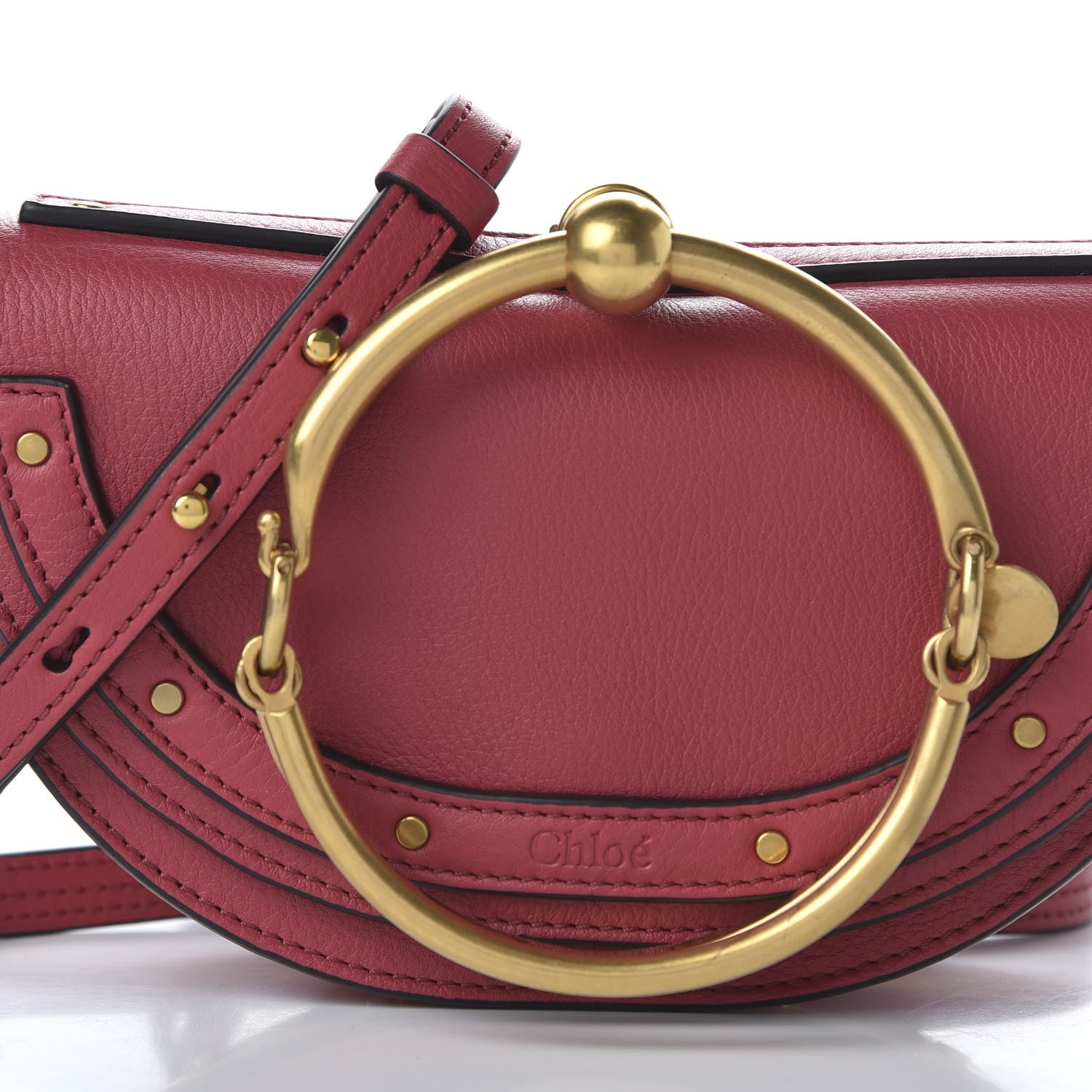 Chloe Calfskin Small Nile Bracelet Minaudiere Bag Scarlet Pink 9 of 9