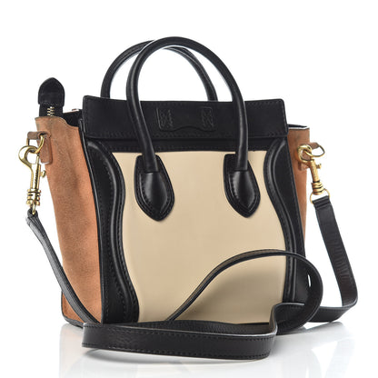 Celine Satin Calfskin Suede Nano Tri-Color Luggage Seashell 3 of 13